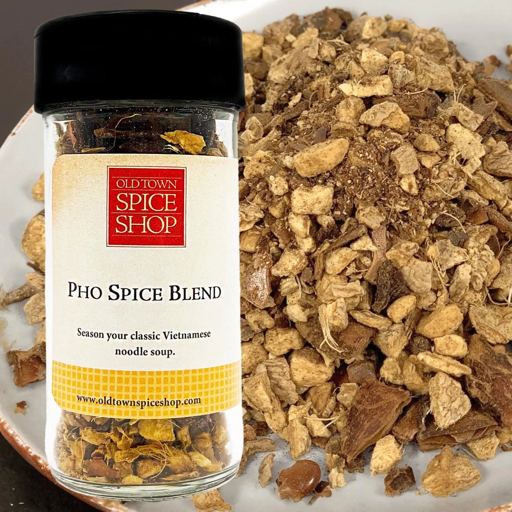 Old Town Spice Shop Pho Spice Blend with spice mix in the background