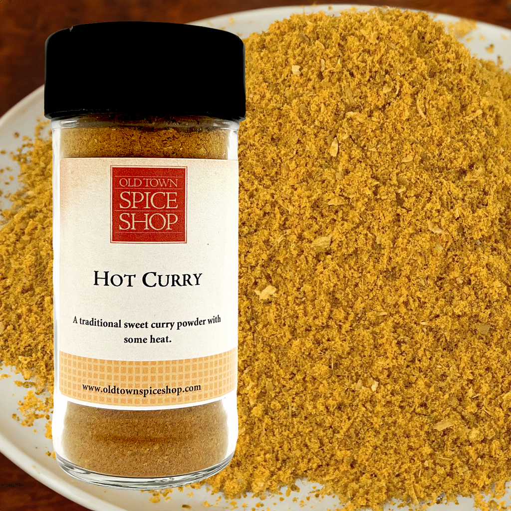 Hot Curry spice from Old Town Spice Shop on a plate with curry powder.