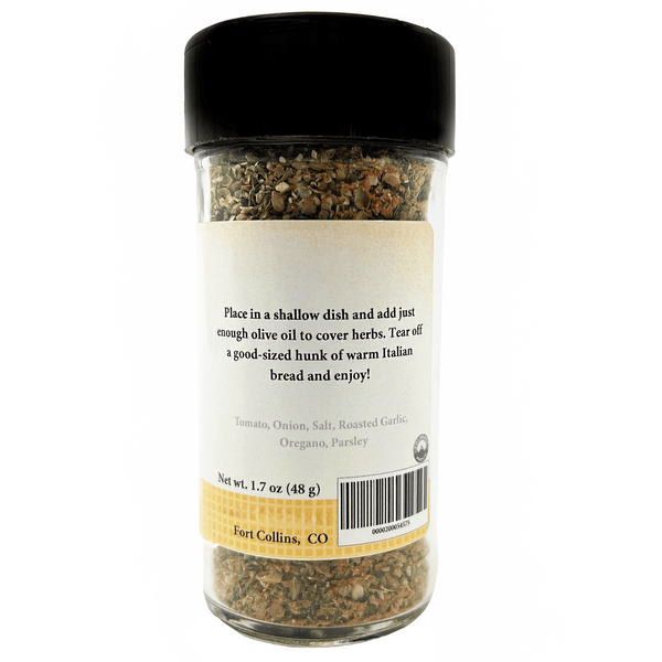 Spice jar with a label on a white background