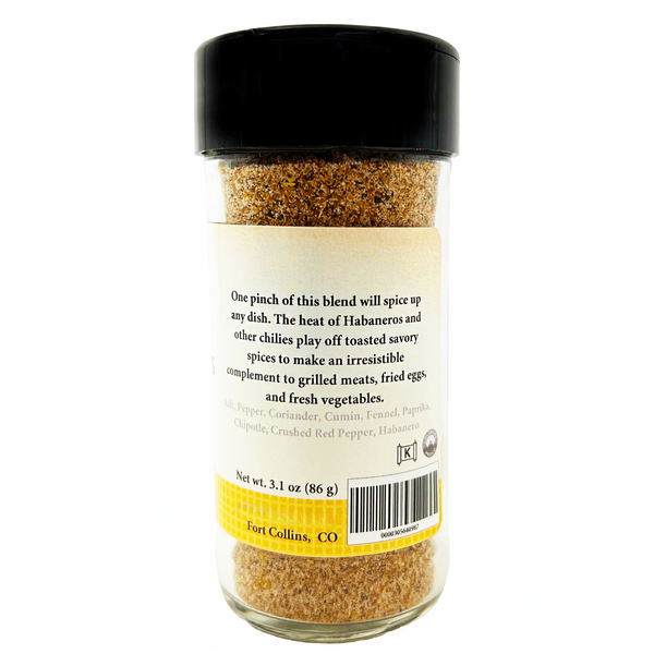 Spice jar with label on a white background