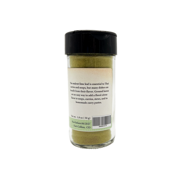 Spice jar with a label on a white background