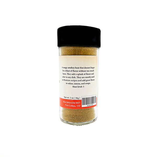 Spice jar with label on a white background
